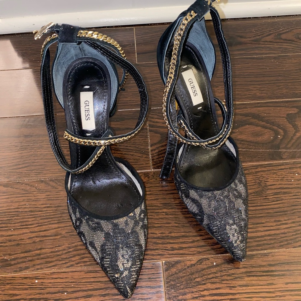 Black lace heels